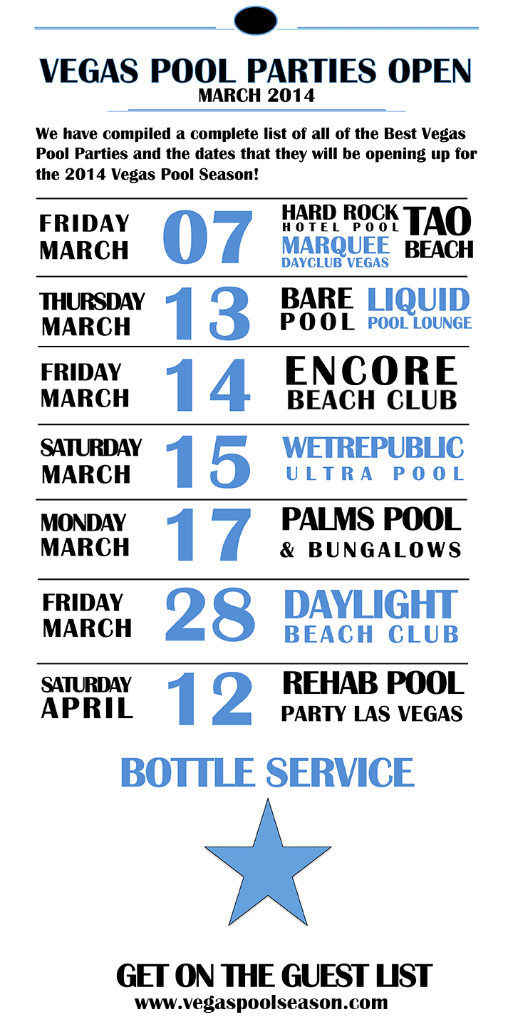 Dates that the Vegas Pool Parties Open